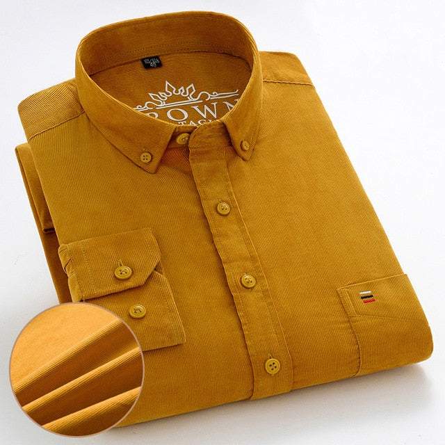 100% Corduroy Cotton Shirt Casual Long Sleeve Business Dress ShirtsMen's 100% Corduroy Cotton Shirt Casual Long Sleeve Business Dress Shi