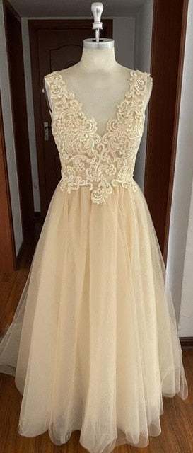 A Line Beach Wedding Dresses Summer Boho Bride Dress with Detachable Train - Acapparelstore