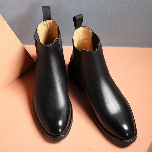 Spring/ Winter Elegant Chelsea Boots Leather Men Slip-Men's Spring/ Winter Elegant Chelsea Boots Leather Men Slip-On Shoes