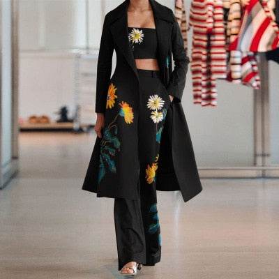 Spring Autumn Dress Suits 3 Pcs Fashion Printed Sets Long OutfitWomen&