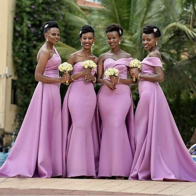 African Women Bridesmaid Dresses Lilac Satin Long One Shoulder Wedding Acapparelstore African Women Bridesmaid Dresses Lilac Satin Long One Shoulder Wedding Acapparelstore
