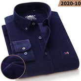 100% Corduroy Cotton Shirt Casual Long Sleeve Business Dress ShirtsMen&