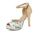 Women Summer Flower Print Shoes Fish Mouth High Heel Lady&