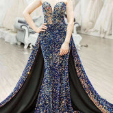 Vintage Evening Dresses Long Robe de Soiree Sexy High Split Backless Dress - Acapparelstore