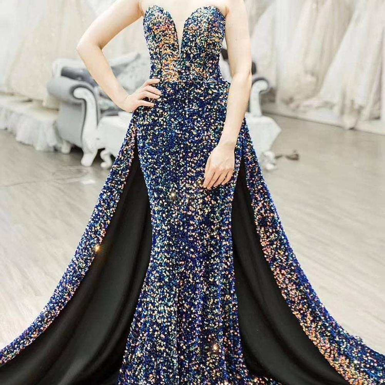 Vintage Evening Dresses Long Robe de Soiree Sexy High Split Backless Dress - Acapparelstore