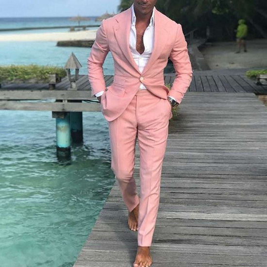 Pink Classic Suit Solid BlazerMen&