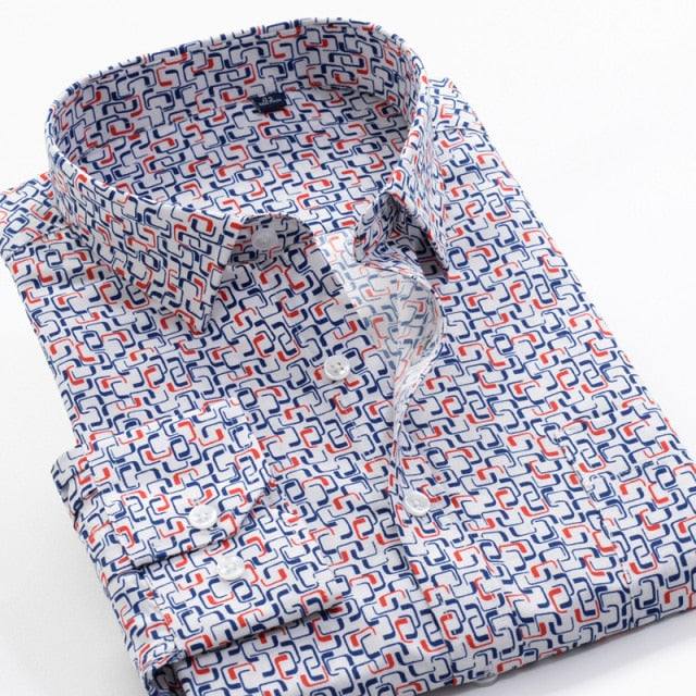 Large Size Flower Print Men's Shirts Fashion Casual Long Sleeve Shirts - Acapparelstore