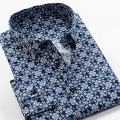 Large Size Flower Print Men's Shirts Fashion Casual Long Sleeve Shirts - Acapparelstore
