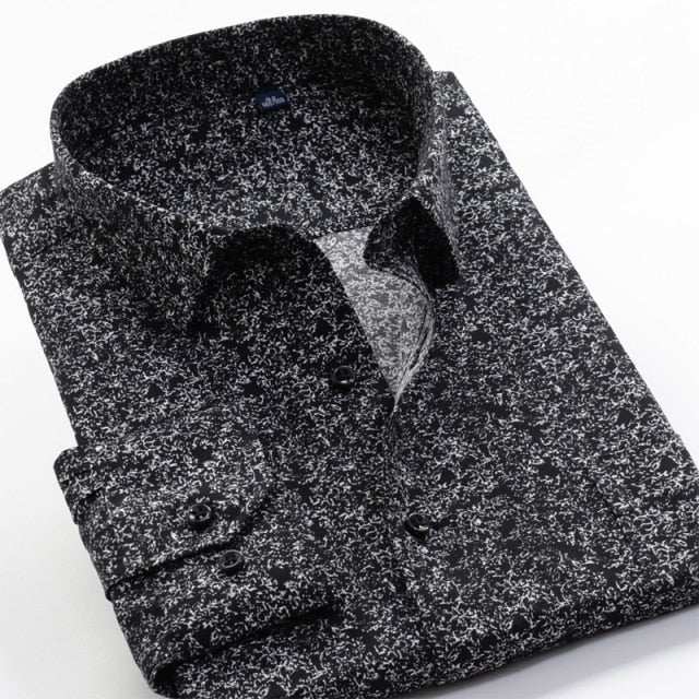 Large Size Flower Print Men's Shirts Fashion Casual Long Sleeve Shirts - Acapparelstore