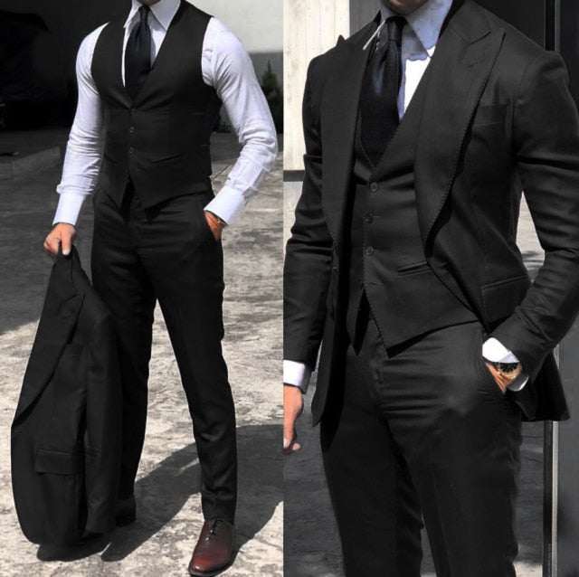 Men's Classy Wedding Tuxedos Suits Slim Fit Bridegroom Business Suits - Acapparelstore
