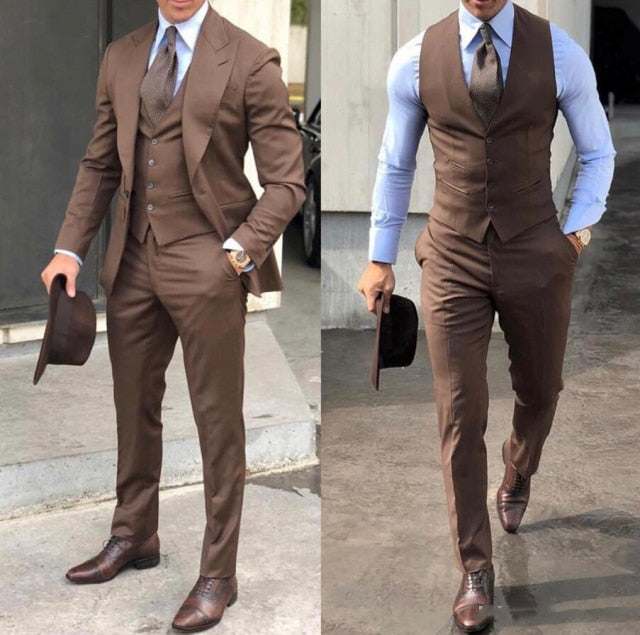Men's Classy Wedding Tuxedos Suits Slim Fit Bridegroom Business Suits - Acapparelstore
