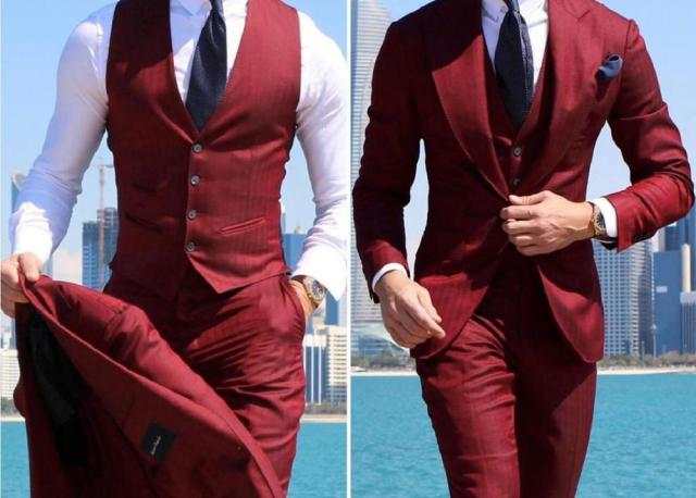 Men's Classy Wedding Tuxedos Suits Slim Fit Bridegroom Business Suits - Acapparelstore