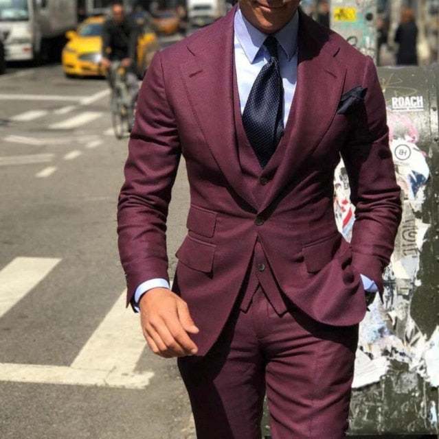 Men's Classy Wedding Tuxedos Suits Slim Fit Bridegroom Business Suits - Acapparelstore