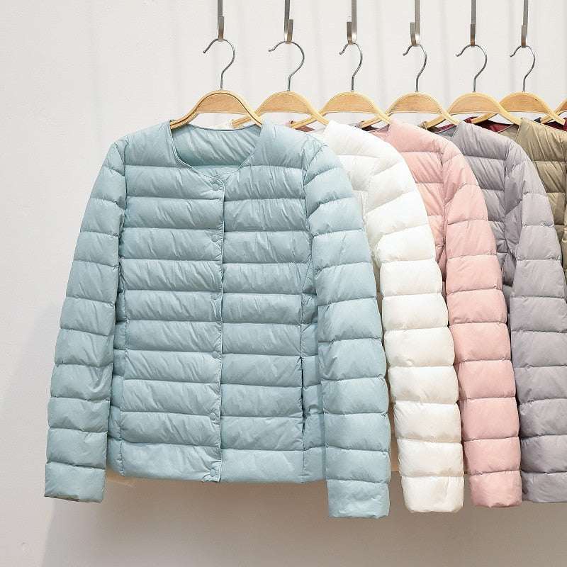 Women's Down Winter Coat Ultralight Collarless Duck Down Jacket - Acapparelstore
