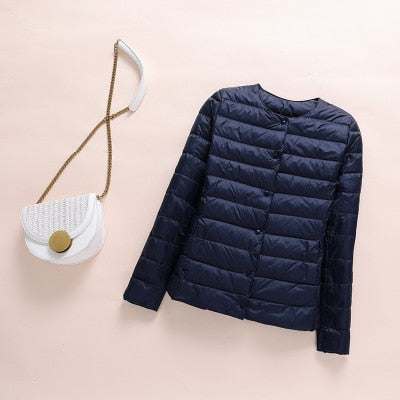 Women's Down Winter Coat Ultralight Collarless Duck Down Jacket - Acapparelstore