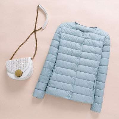 Women's Down Winter Coat Ultralight Collarless Duck Down Jacket - Acapparelstore