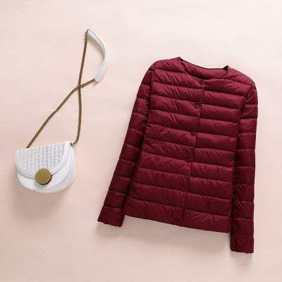 Women's Down Winter Coat Ultralight Collarless Duck Down Jacket - Acapparelstore