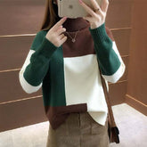 Patchwork Pullover Sweater Autumn LooseWomen&