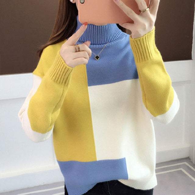 Patchwork Pullover Sweater Autumn LooseWomen&