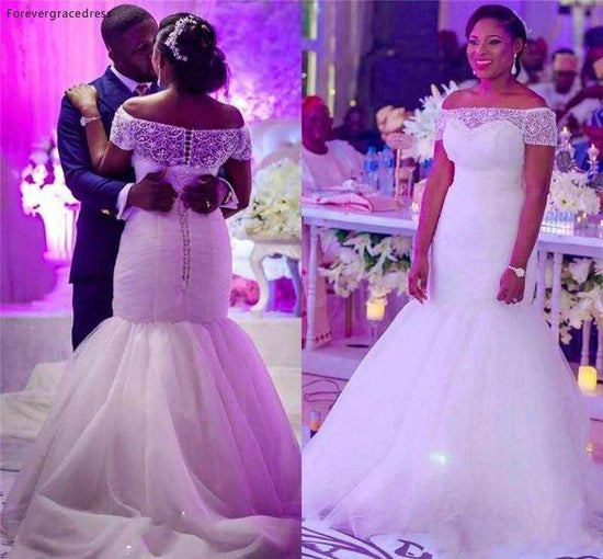 African Mermaid Wedding DressNew African Mermaid Wedding Dress Off Shoulder Bridal Gown