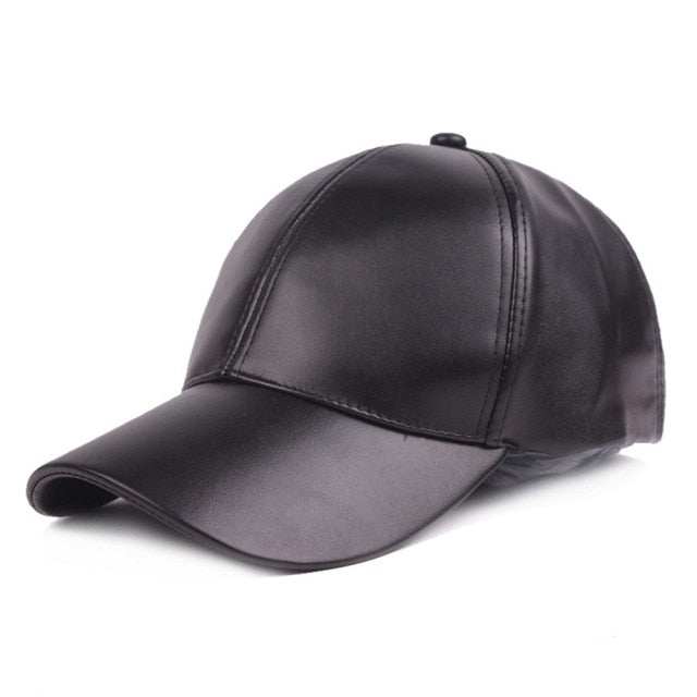 Winter PU Leather Cap Women Men Hat Black White Red Baseball Caps - Acapparelstore