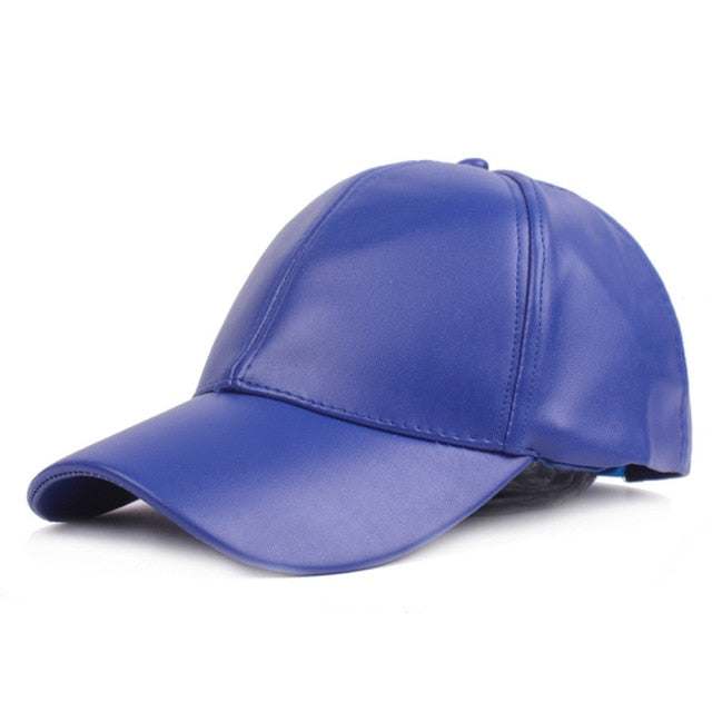 Winter PU Leather Cap Women Men Hat Black White Red Baseball Caps - Acapparelstore