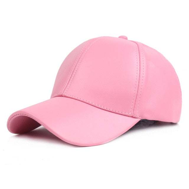 Winter PU Leather Cap Women Men Hat Black White Red Baseball Caps - Acapparelstore