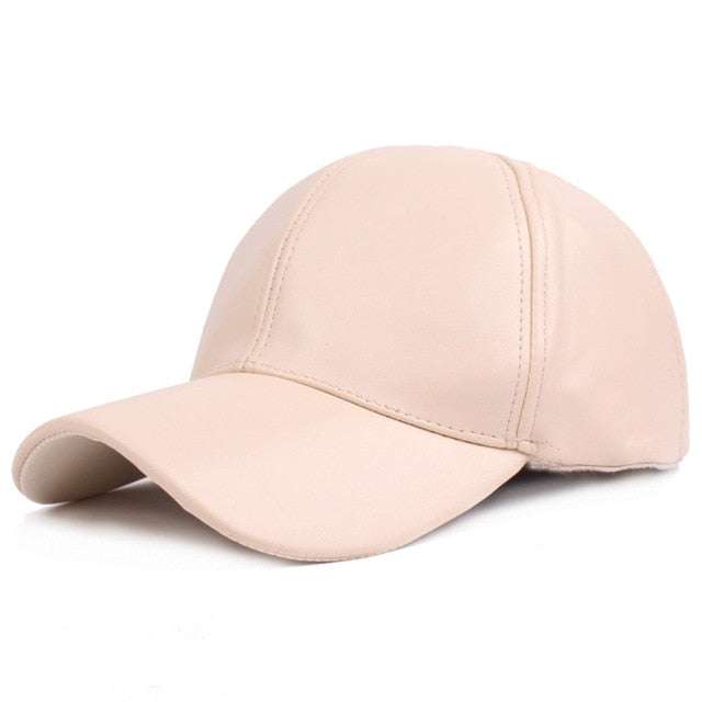 Winter PU Leather Cap Women Men Hat Black White Red Baseball Caps - Acapparelstore