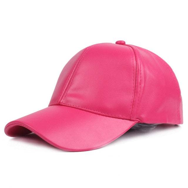 Winter PU Leather Cap Women Men Hat Black White Red Baseball Caps - Acapparelstore
