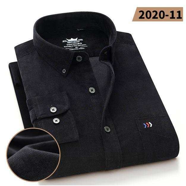 100% Corduroy Cotton Shirt Casual Long Sleeve Business Dress ShirtsMen&
