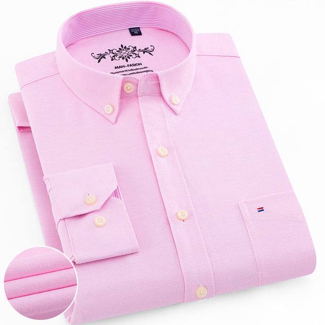 Men'Men's Regular-Fit Long-Sleeve Shirt Sturdy Knit Oxford Plaid Striped S