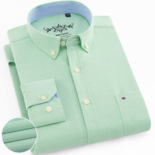 Men'Men's Regular-Fit Long-Sleeve Shirt Sturdy Knit Oxford Plaid Striped S