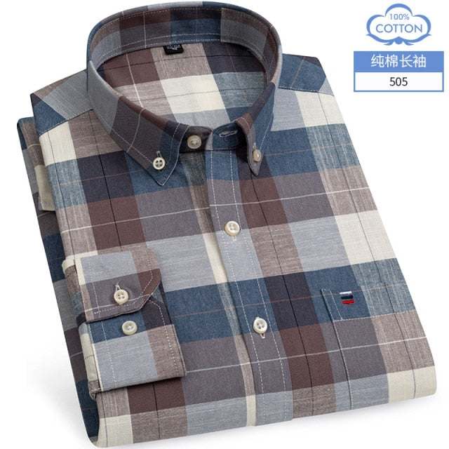 Men's Short Sleeve Shirts Oxford Plaid Striped Casual Dress Shirts - Acapparelstore