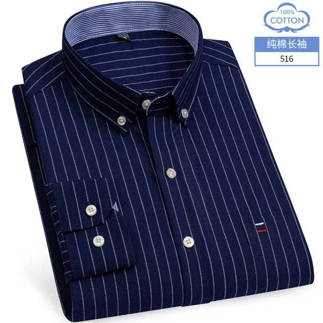 Men's Short Sleeve Shirts Oxford Plaid Striped Casual Dress Shirts - Acapparelstore