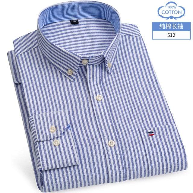 Men's Short Sleeve Shirts Oxford Plaid Striped Casual Dress Shirts - Acapparelstore
