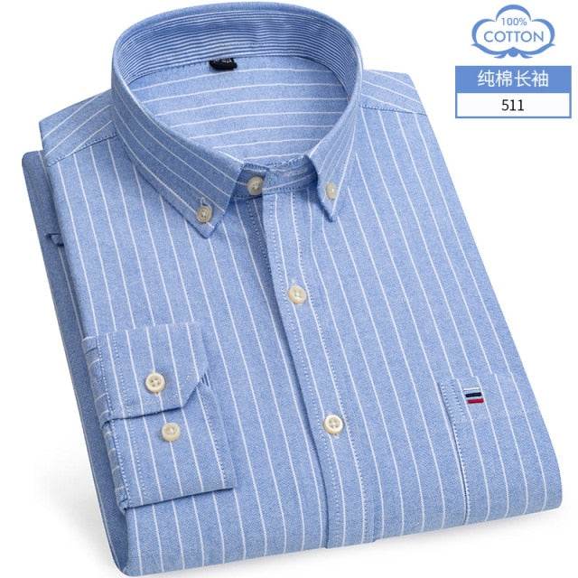 Men's Short Sleeve Shirts Oxford Plaid Striped Casual Dress Shirts - Acapparelstore