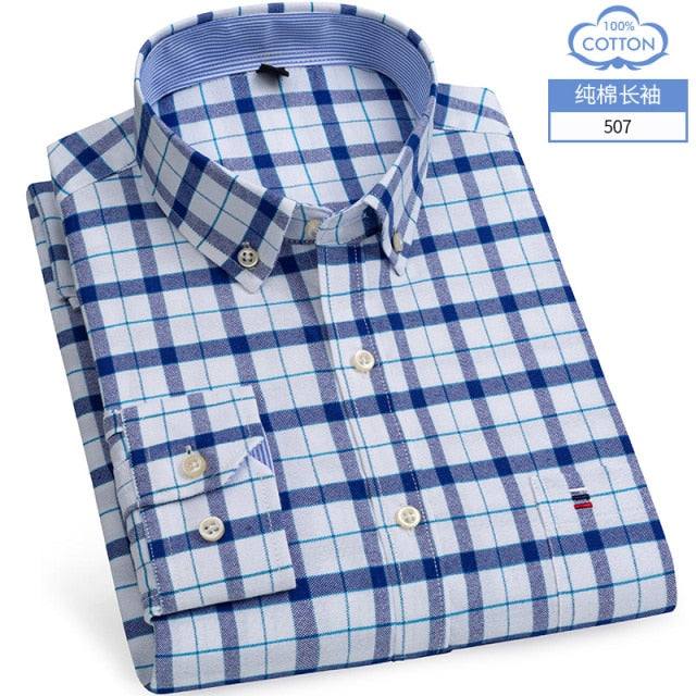 Men's Short Sleeve Shirts Oxford Plaid Striped Casual Dress Shirts - Acapparelstore