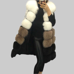 Fashion Winter Fur Vest Warm Long Fur CoatElegant Women's Fashion Winter Fur Vest Warm Long Fur Coat