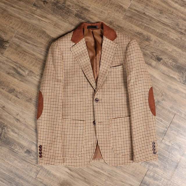 Men's Brown Classic Plaid Tweed Suit Slim fit Wedding Tuxedo 3 Piece - Acapparelstore