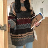 Warm Winter Sweater Knit Jumpers Loose Striped SweaterWomen&