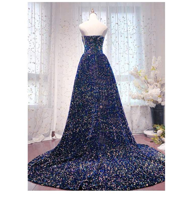 Vintage Evening Dresses Long Robe de Soiree Sexy High Split Backless Dress - Acapparelstore