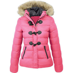 Parkas Winter Jacket Warm Casual Fur Collar Horn Buckle JacketsWomen's Parkas Winter Jacket Warm Casual Fur Collar Horn Buckle Jacket
