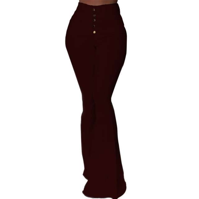 White Bell Bottom Jeans Women Autumn Fashion Button High Waist Jeans - Acapparelstore