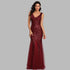 Neck Mermaid Burgundy Dress Formal Prom Party GownFemale Plus Size V Neck Mermaid Burgundy Dress Formal Prom Party Gown