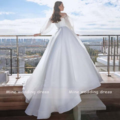 High-Quality Detachable Bridal Gowns Long Sleeves Appliques Lace Dress - Acapparelstore