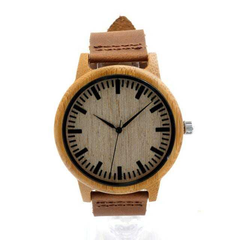 Men Women Bamboo Quartz Watch With Soft Leather Straps - Acapparelstore