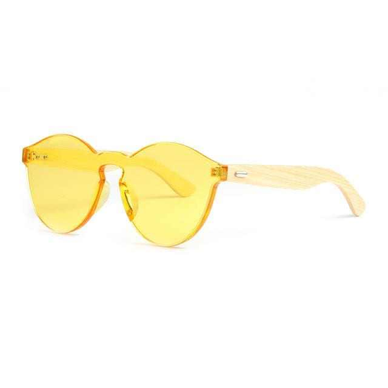 Handmade Yellow Color Bamboo SunglassesWomen&