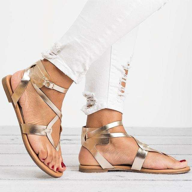 Women Plus Size 35-43 Gladiator Summer Female Beach Flat Sandals - Acapparelstore