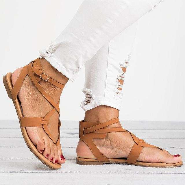 Women Plus Size 35-43 Gladiator Summer Female Beach Flat Sandals - Acapparelstore