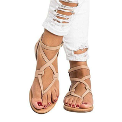 Women Plus Size 35-43 Gladiator Summer Female Beach Flat Sandals - Acapparelstore